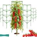 Halatool 6 Pack Heavy Duty Tomato Cages, 57 Inch Tall Metal Plant Supports Stakes for Outdoor Garden, Adjustable Foldable Steel Trellis for Climbing Plants Cucumbers Peppers Flowers Vegetables Fruits