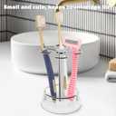 HarJue Toothbrush Holder Stand for Bathroom, Metal Toothbrush Organizer with Marble Base, Toothbrush Storage Collection for Family, Suitable for Home Hotel Countertop Vanity (Small, Chrome Finish)