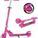 BELEEV V1 Scooters for Kids, 2 Wheel Folding Kick Scooter for Girls Boys, 3 Adjustable Height, Light Up Wheels, Lightweight Scooter with Sturdy Frame, Kickstand for Children 3 to 12 Years Old (Hot Pink)