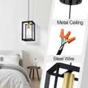 2 Pack 1 Light 5.7 Inch Hanging Gold Farmhouse Indoor Kitchen Island Black Gold Lantern Cage Finish Pendant Light for Kitchen Island Over Sink Dining Room Adjustable Length UL Certification