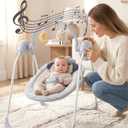 Baby Swings for Infants, Portable Baby Swing with 5-Speed, with Music and Timing for 0-9 Months 6-20 lbs