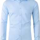 Beninos Men's Dress Shirts Casual Long Sleeve Button Down Shirt (Large, Light Blue)