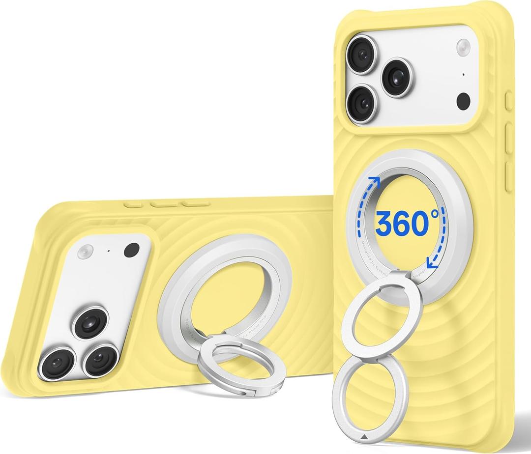 SYNCWIRE for MagSafe Ring Phone Holder, 360 Rotation Magnetic Cell Phone Grip Dual-Sided Magnets Phone Ring Kickstand Compatible with iPhone 17 16 15 14 13 12 Pro Max MagSafe, Android, Samsung etc. (White)