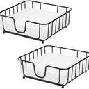 GMFINE 2 Pack Napkin Holder for Table, Napkin Holders for Paper Napkins, Flat Metal Black Napkin Holders for Kitchen & Dining Table, 6.9" x 6.9" x 2.2" Inside Size (Black)