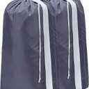 HOMEST 2 Pack XL Nylon Laundry Bag with Strap, Large Dirty Garments Organizer, Easy Fit a Hamper or Clothing Basket, Can Carry Up to 4 Loads of Clothes, Grey