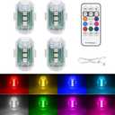 4PCS Wireless LED Strobe Lights with Remote Control, 8 Colors USB Rechargeable Anti-Collision Warning Light, High Brightness Wireless LED Lights for Car Drone Truck Motorcycle Aircraft Bike