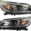 Headlight Assembly Compatible with 2013-2015 Honda Accord 4-Door Sedan Halogen Headlamp Replacement - Left Driver&Right Passenger Side HO2502151 HO2503151