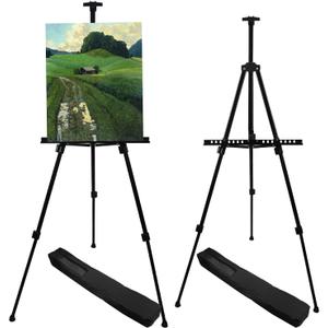 Art Artist Easel Stand for Displaying, RRFTOK Metal Tripod Adjustable Easels for Painting Canvases Height from 21" to 66" with Reinforced Triangle - Carry Bag for Table-Top/Floor Drawing and,Black