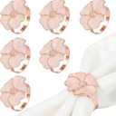 Napkin Rings Set of 6 Flower Napkin Rings Elegant Dinner Napkin Ring Holders for Weddings, Christmas, Thanksgiving, Celebrations, Banquets, Holiday, Party, Special Occasions, Pink