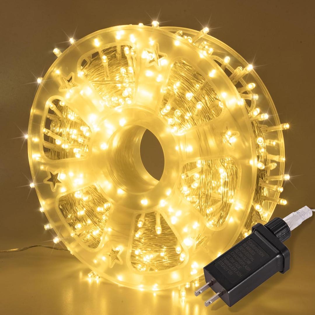 500 LED String Lights 165ft Warm White, Plug in Fairy Lights with 8 Lighting Modes, Indoor Outdoor Christmas Lights for Bedroom Tree Yard Patio Wedding Holiday Decor (Warm White, 500 LED 165ft)