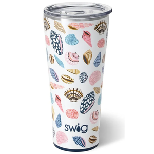 Swig Life 24oz Tumbler, Insulated Coffee Tumbler with Lid, Cup Holder Friendly, Dishwasher Safe, Stainless Steel, Extra Large Travel Mugs Insulated for Hot and Cold Drinks (Sea La Vie)