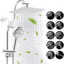 Hibbent Upgraded All Metal 10"Rainfall Showerhead Combo, High Pressure Shower Head with 10-Spray Mode Handheld, Innovative 4-way Diverter with Pause Mode, 71'' Shower Hose and Handheld Holder, Chrome