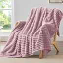 BEDELITE Fleece Throw Blanket for Couch - 300GSM Soft & Warm Fluffy Berry Purple Blanket, Decorative and Giftable Striped Blankets for Women, Men, 50"x60"