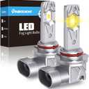 PHINLION H10 9145 LED Fog Light Bulbs, 12000 Lumens 3000K Golden Yellow, 800% Brightness Super Bright 9140 LED Fog Lights, 1:1 Mini Size, Play and Plug, Pack of 2