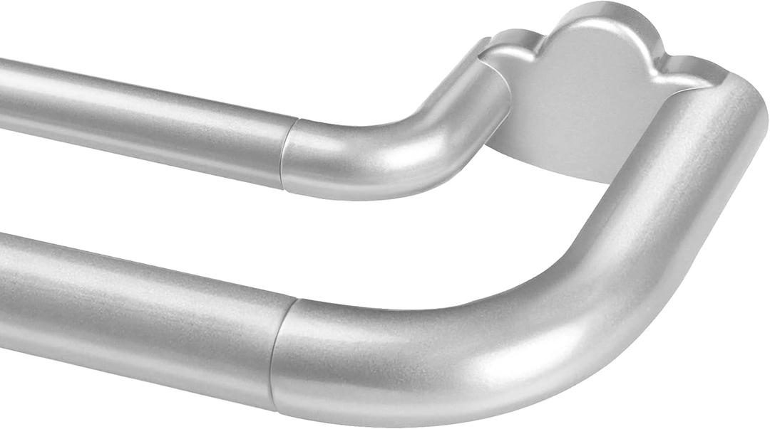 Double Curtain Rods 48 to 84 Inches, HOTOZON Blackout Double Curtain Rods for Windows 36 to 80 Inches (3-6.6 ft), 6/8 Inches Wrap Around Room Darkening Telescoping Drapery Rod, Silver