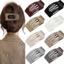 8 Pack Flat Hair Clips for Women Glossy Neutral No-Slip Flat Claw Clips for Thick & Thin Hair, Large Strong Hold Square Rectangle Hair Accessories for Work & Stylish Fall Outfits