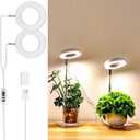 Brightown Plant Grow Light, LED Growing Light for Indoor Plants, 2 Head 96 LED Adjustable Height Growing Lamp with Timer, 3 Dimmable Brightness Levels, Low Safe Voltage, Perfect for Small Plants (1-Pack, White)