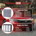 CA12290 Engine Air Filter and CF10134 Cabin Air Filter kit Compatible with 2018-2022 Honda Accord 1.5L Gas Only Replaces 17220-6A0-A00 80292-SDA-A01