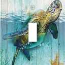 Sea Turtle Ocean Rustic Wood 1 Gang Light Switch Cover Decorative Single Toggle Wall Plate Switchcovers Electrical Switchplate for Farmhouse Bathroom Living Room Decor