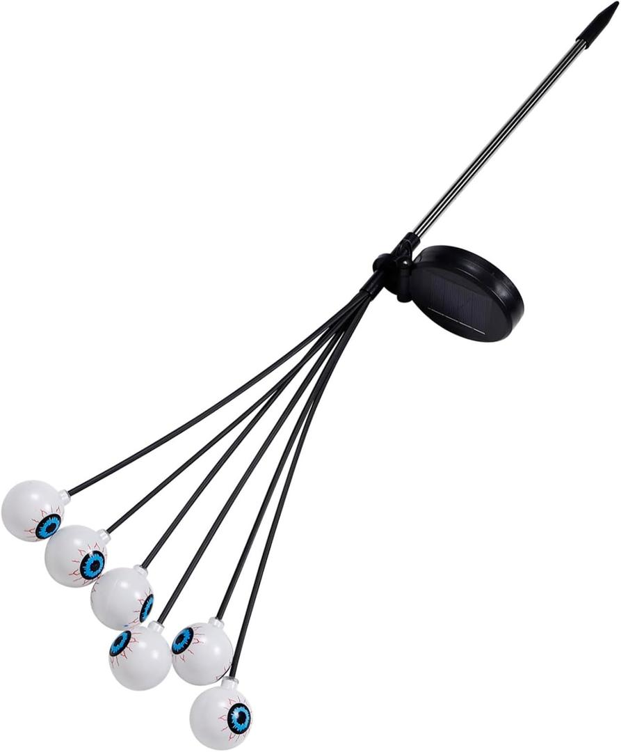 Mikikit Halloween Solar Eyeball Pathway Lights Led Outdoor Decorations for Garden Party Spooky Solar Powered Eyeball Lights for Halloween Christmas 6pcs