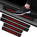 Car Door Sill Protectors for Rogue4 Pcs Reflective Carbon Fiber Vinyl Threshold Sticker Decorative Car Door Scuff Plate,Anti-Scratch, Anti-Dirty, Waterproof (Red)