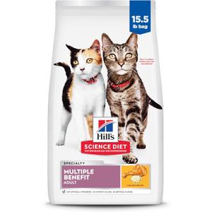 Hill's Science Diet Multi-Benefit, Adult 1-6, Multiple Benefit, Dry Cat Food, Chicken Recipe, 15.5 lb Bag (BBD: 03/2027)