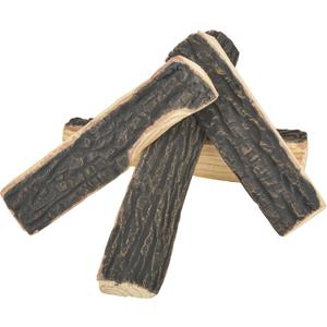 Skyflame 4pcs Fireplace Ceramic Wood Logs Gas Heat Resistant Realistic Artificial Stackable Decoration Logs, All Types Indoor or Outdoor Fireplace and Fire Pit, Clean Burning Accessories
