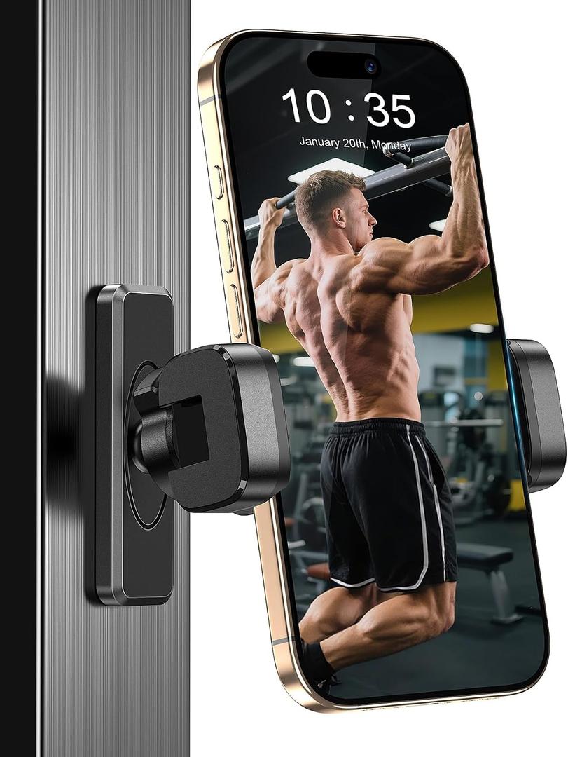 Gym Magnetic Phone HolderStrong Magnets- 360 Adjustable Magnetic Phone Mount, Phone Holder Gym Accessories for Men Women Compatible with All Smartphones 4.7-7"