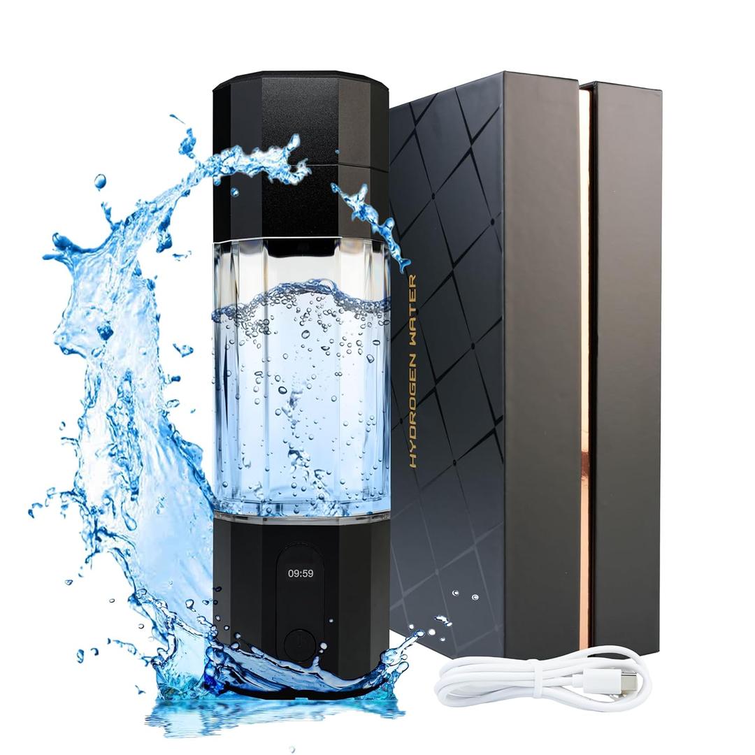 Hydrogen Water Bottle Generator with 10000PPB Hydrogen Production LED Display Portable Hydrogen Water Machine for Home, Gym, Travel, Office Hydro Bottle Suitable Gift for Love Friend Family (Black)
