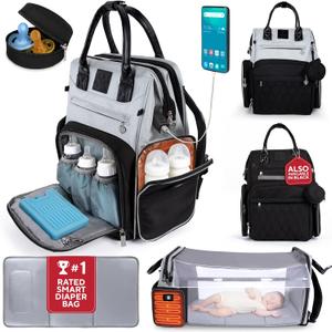 Award-Winning Baby Diaper Bag Backpack with Changing Station Large Multifunction Waterproof Diaper Bag, Warm Bottle Pockets, Travel Baby Organizer Mom & Dad, Newborn Baby Essentials, Newborn Gift