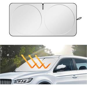 Car Sun Shade Windshield with Opening,Portable Foldable Sun Blocker for Car Windshield Keeps Vehicle Cool,Universal Car Windshield Cover Sun Shade for Most Cars SUVs Trucks (L: 63x33.5 inch)