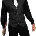 Men's Gangster Shirt, Vest And Tie, Black/White, One Size Costume