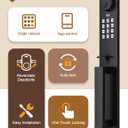Keyless Entry Door Lock with Lever, Full Escutcheon Smart Door Handle, Digital Keypad Deadbolt with App, Front Door Handleset with Single Cylinder Deadbolt and Lever, Auto Locking, Black Finish