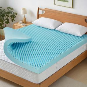 3 Inch Mattress Topper, Twin XL Size Memory Foam Mattress Topper with Cooling Gel Egg Crate Mattresses Toppers, Plush Feel, Breathable, Pressure Relief for Bedroom,Twin XL