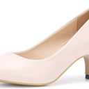 OCHENTA Women's Comfortable Low Kitten Heel Dress Shoes Round Toe Slip On Work Pumps (9.5)