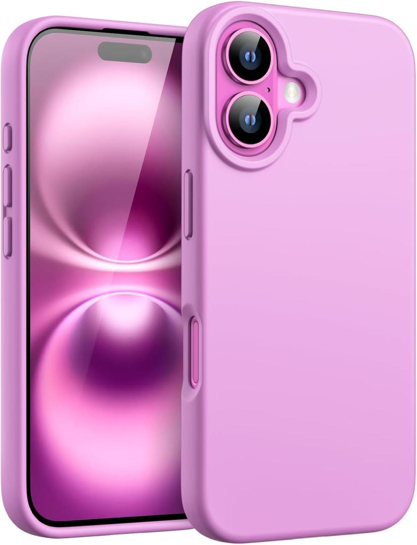 JETech Liquid Silicone Case for iPhone 16 6.1-Inch, Silky Soft Touch Full-Body Protective Phone Case, Anti-Scratch Shockproof Cover with Microfiber Lining (Pink)