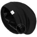 YANIBEST Silk Satin Bonnet Hair Wrap for Sleeping - Adjustable Stay on Silk Lined Slouchy Beanie Hat for Curly Hair and Braids (Large, Aa-pure Black)