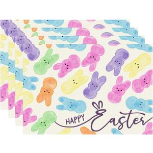 XCHI Colorful Watercolor Cute Bunny Rabbits Easter Placemats Set of 4 Table Mats for Masquerade Party Home Kitchen Dining Table Decorations 12x18 Inch