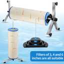 Pool Filter Cleaning System and Cleaner Stand Solid Aluminum Shaft- Compatible with 34and 6 Inch Filter CartridgesDual Use Stand Design for Vertical & Horizontal