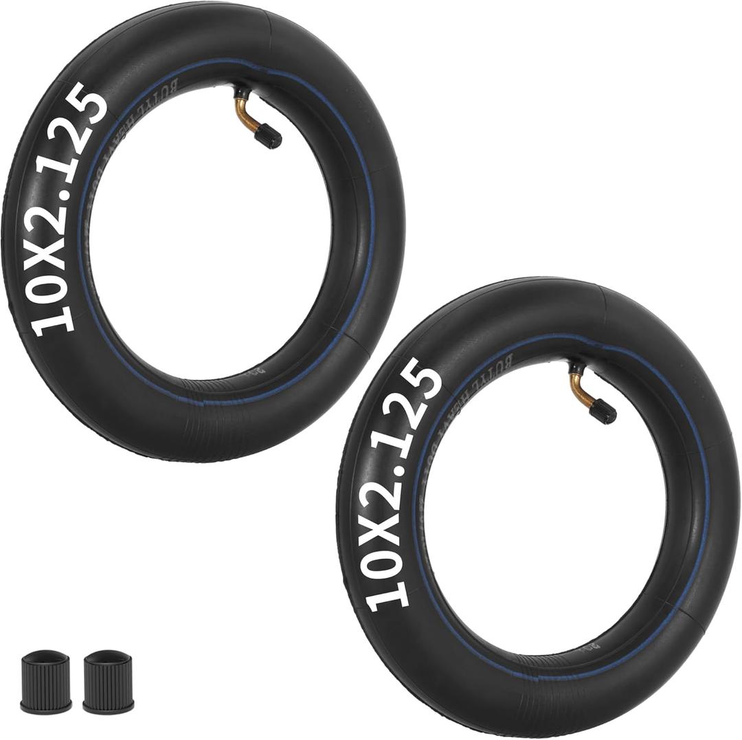 RUTU 10x2.125 Inner Tube 10x1.95/2.0/2.125 Compatible with Electric Balance Scooter Kid's Bike Bicycle Trike Tricycle Stroller Tire Tubes with 45 Angled Valve 2 Pack
