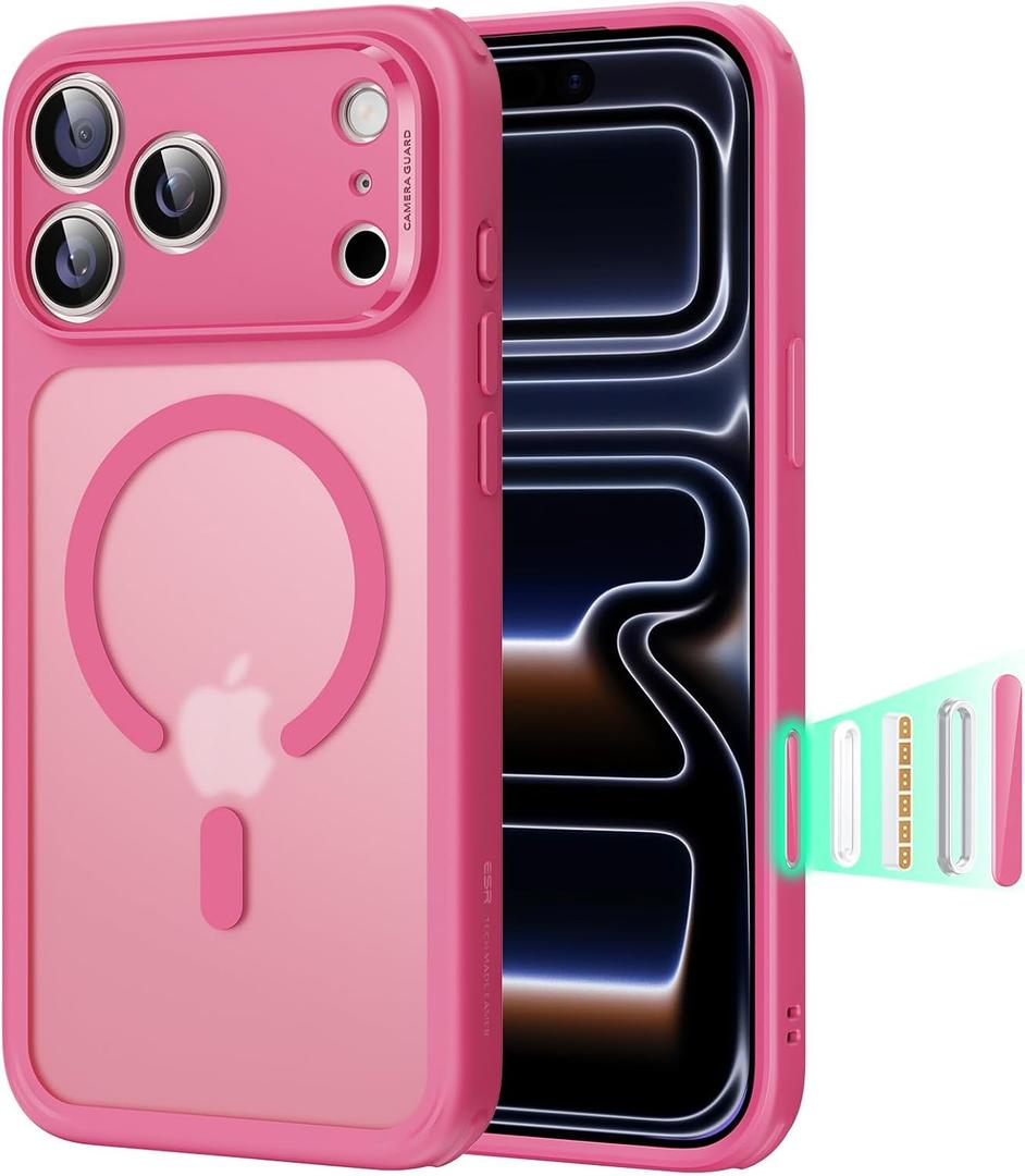 ESR for iPhone 17 Pro Max Case, Camera Control, Compatible with MagSafe, Shockproof Military-Grade Protection, Magnetic Phone Case for iPhone 17 Pro Max, Classic Hybrid Case, Frosted Pink