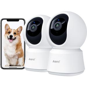 ARENTI 5G Security Camera Indoor, 4MP Pet Camera with Speaker for Dog/Cat, Baby Monitor with Phone App, Dual-Band WiFi, Auto Tracking, Super Night Vision, 2-Way Talk, Cloud & SD Card Storage(2PC) (4MP 2PC)