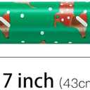 LeZakaa Christmas Dachshund Wrapping Paper Mini Roll, Dachshund Dressed in Festive Customes, White Snow-dot Xmas Green Design, Holiday Party Gift Wrap for Kids Boys Girls, 17 inches x 32.8 Feet