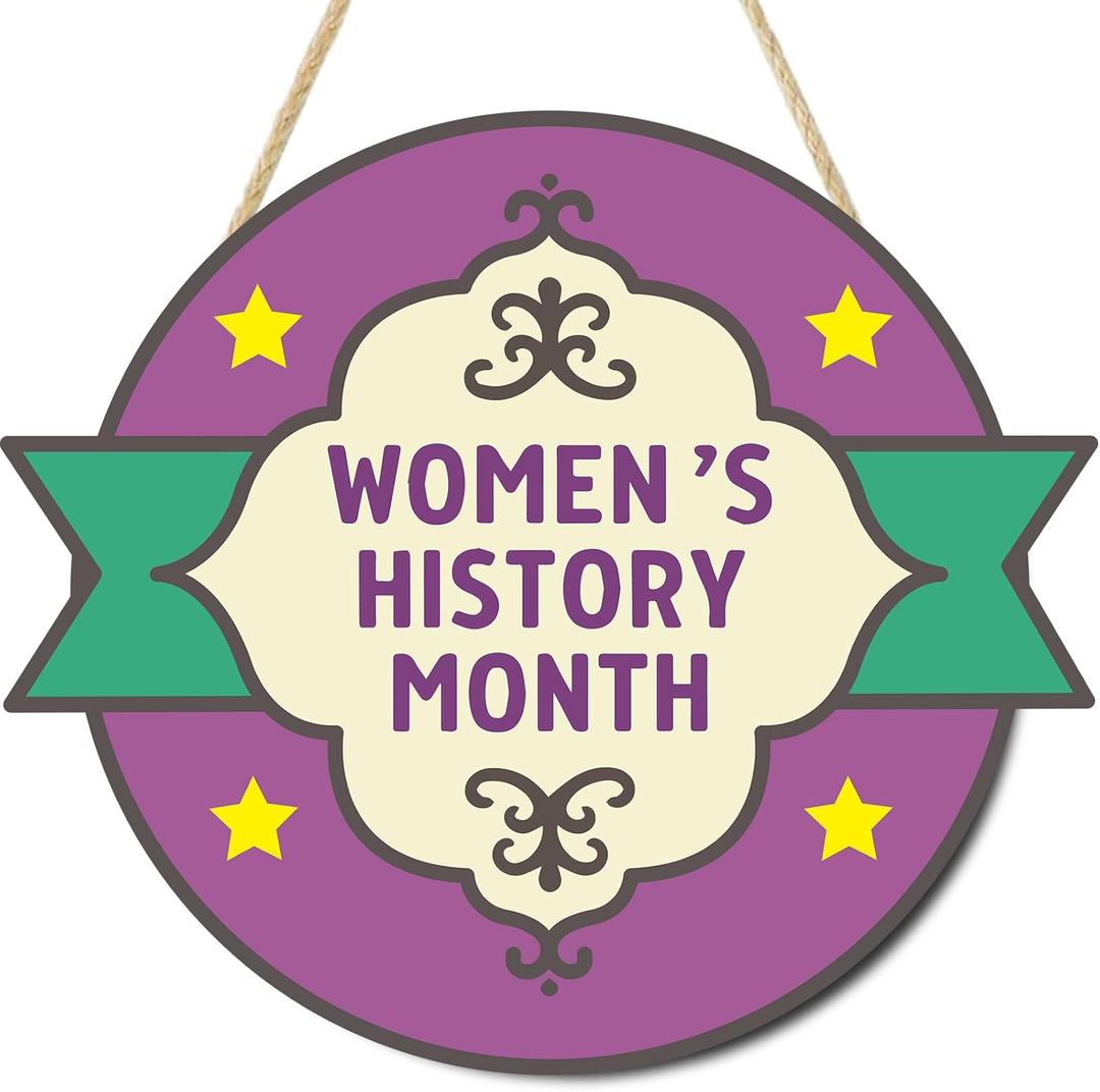 2 x Women's History Month Door Decorations, Purple Inspirational Women Empowerment Hanging Sign Wall Decor, International Women's Day Wreath for Home, School, Classroom, Bulletin Board, Wall, Hallway