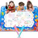 Large Water Doodle Mat for Toddlers, Magical Colourful, 3931 Mess Free Coloring Mat with 2 Water Pens, Educational Toy Gifts for Kids 3+ Year - Ocean