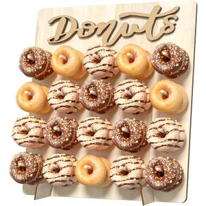 Donut Wall Display Stand, Wooden Doughnut Holder Display 20 Donuts, Donut Holder Board for Donut Grow Up Party, Birthday, Wedding, Baby Shower, Donut Party Decorations (Natural)