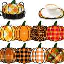 SWEKKE Pumpkin Diamond Paintings Kits with Holder,8Pcs DIY Fall Autumn Leopard Print Plaid Diamond Art Kits,Full Coasters Diamond Painting Kits Beginners Art Craft Supplies for Adults (Style2)