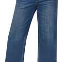 GRAPENT Capri Jeans for Women Wide Leg High Waisted Effortless Flow Pull On Stretchy Denim Elastic Waist Pants with Pockets XXL