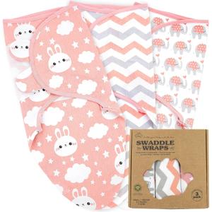Bublo Baby Swaddles for Newborns  3-Pack Infant Swaddles 0-3 Months  Adjustable Swaddle Sleep Sack  Soft Cotton Baby Wrap for Safe & Cozy Sleep (Coral)