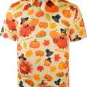 Men's Novelty Short Sleeve Golf Polo Shirts Outfits (X-Large, Orange)